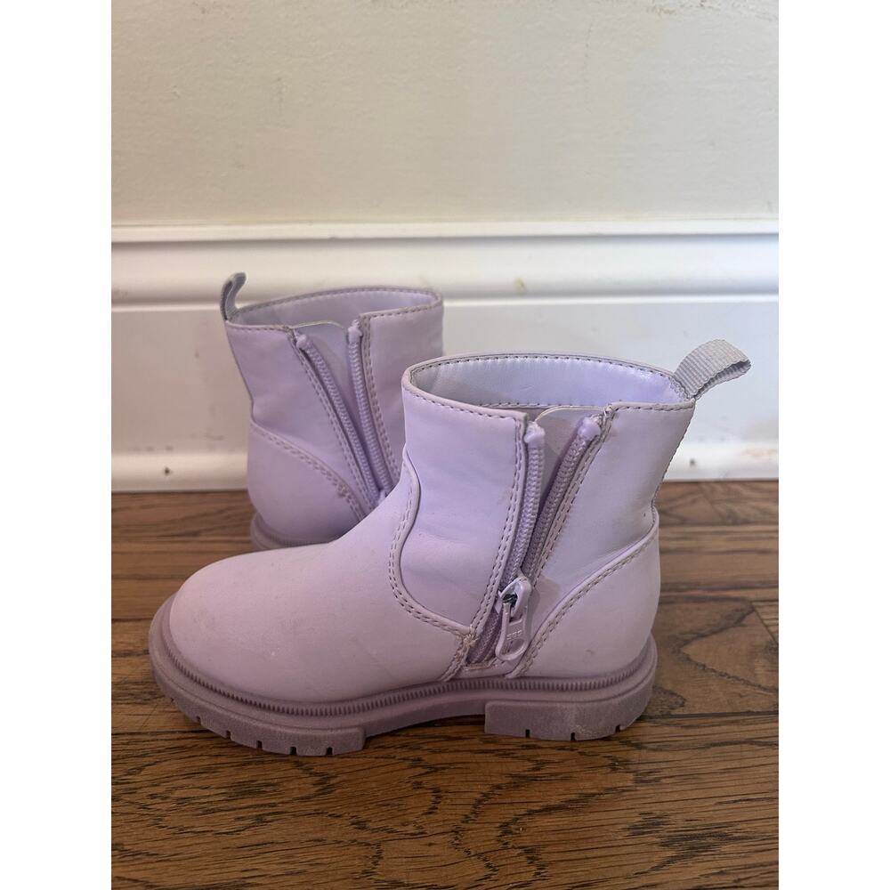 Cat & Jack Flora Lavender Purple Chelsea Boots Toddler Girl Sz 8 Chunky Lug Sole - Picture 7 of 8